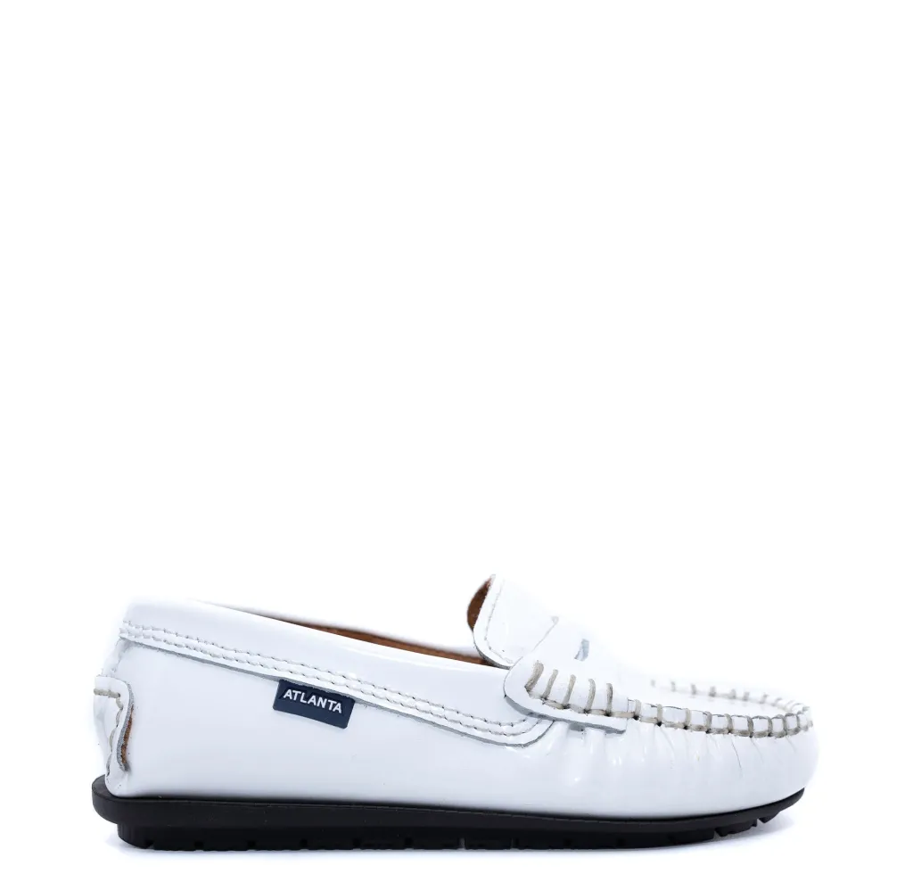Atlanta Mocassin White Patent Penny Loafer Sale