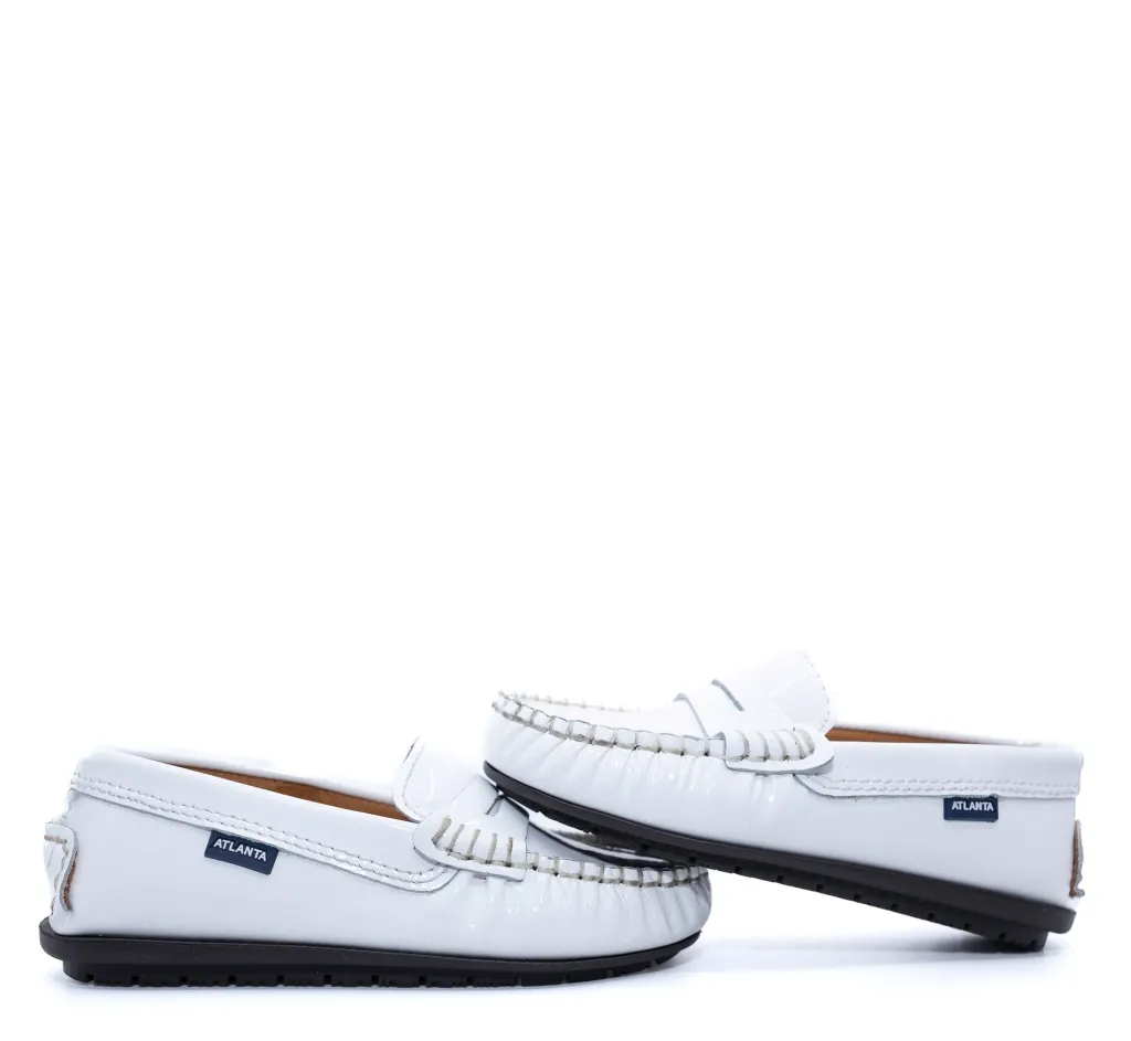 Atlanta Mocassin White Patent Penny Loafer Sale