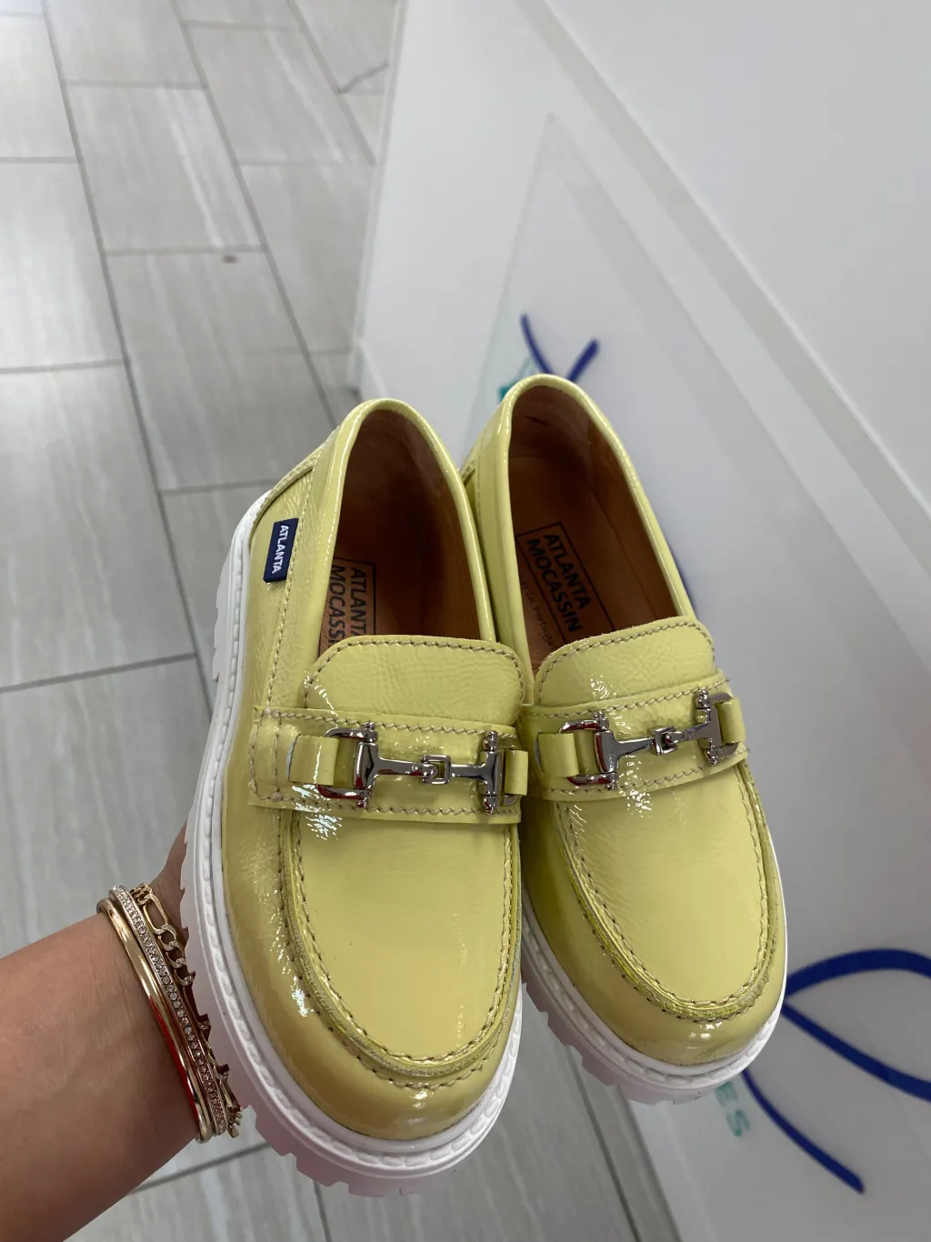 Atlanta Mocassin Yellow Buckle Chunky Loafer Clearance