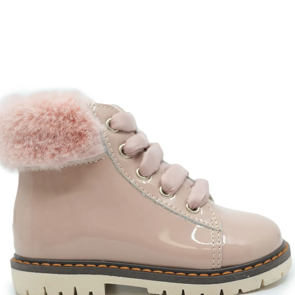 Babywalker Pink Patent and Fur Cuff Bootie Best