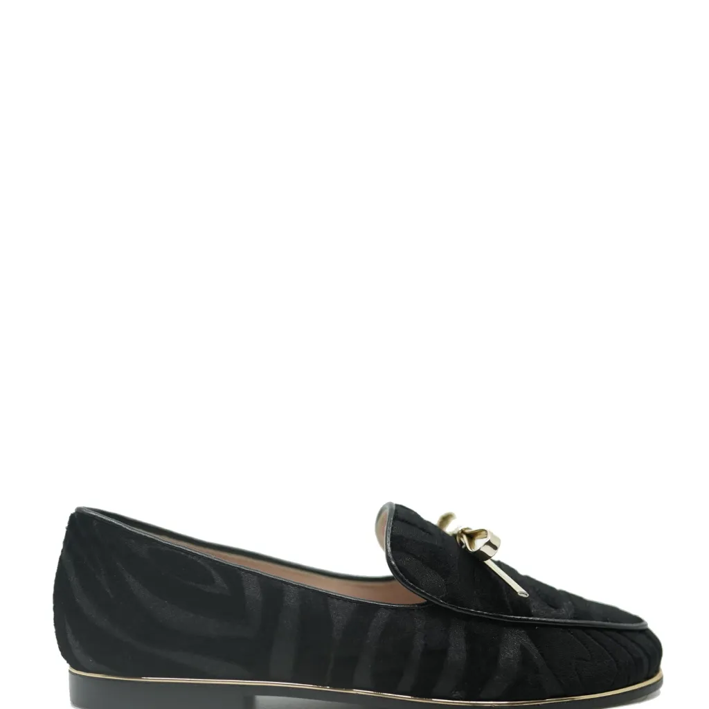 Beberlis Black and Gold Zebra Bow Loafer Discount