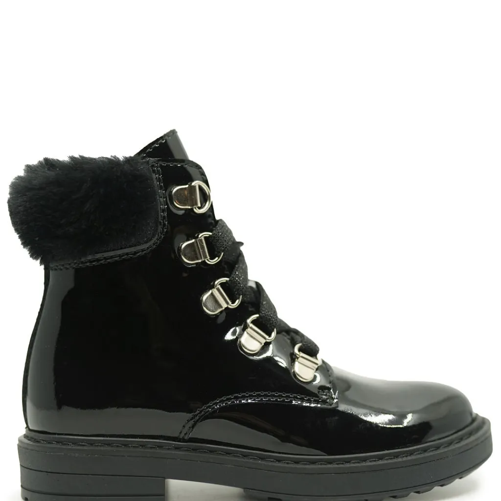 Beberlis Black Patent Fur Cuff Bootie Outlet