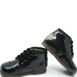 Beberlis Black Patent Glitter Heart Baby Bootie Clearance