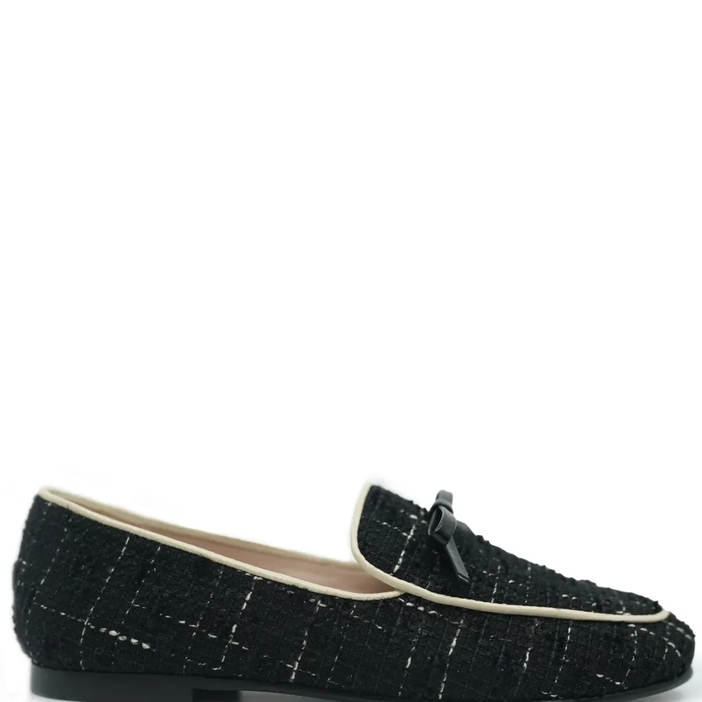Beberlis Black Tweed Bow Loafer Sale