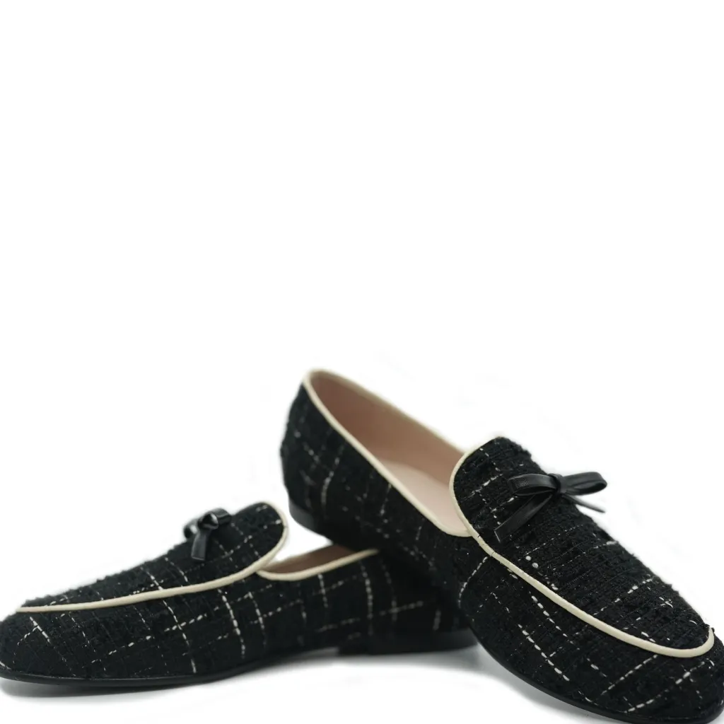 Beberlis Black Tweed Bow Loafer Sale