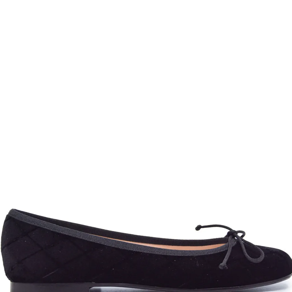 Beberlis Black Velvet Bow Ballet Flat Sale