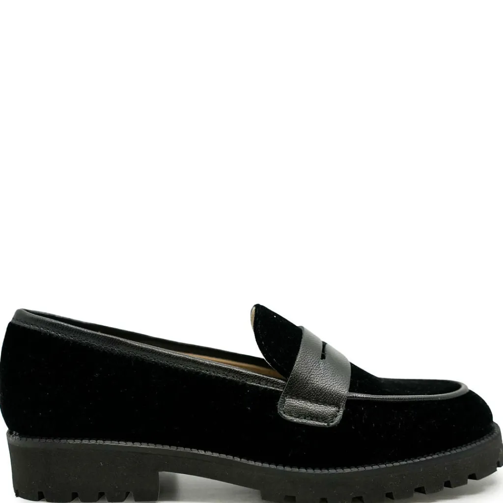 Beberlis Black Velvet Chunky Loafer Discount