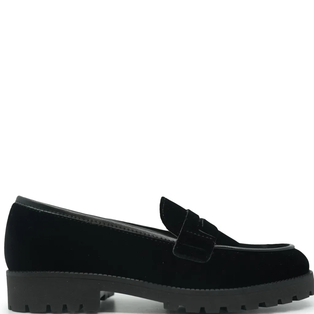 Beberlis Black Velvet Chunky Loafer New