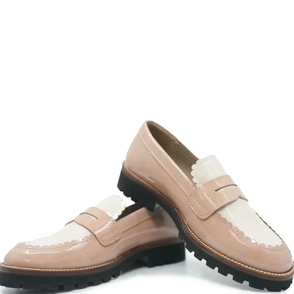 Beberlis Blush and Ivory Scalloped Chunky Loafer Clearance
