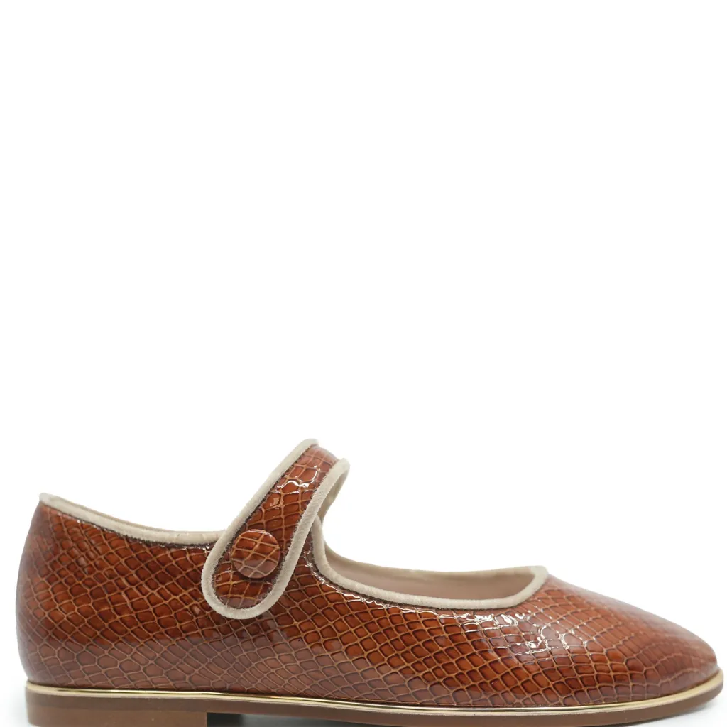 Beberlis Brown Snakeskin Pointed Mary Jane Sale
