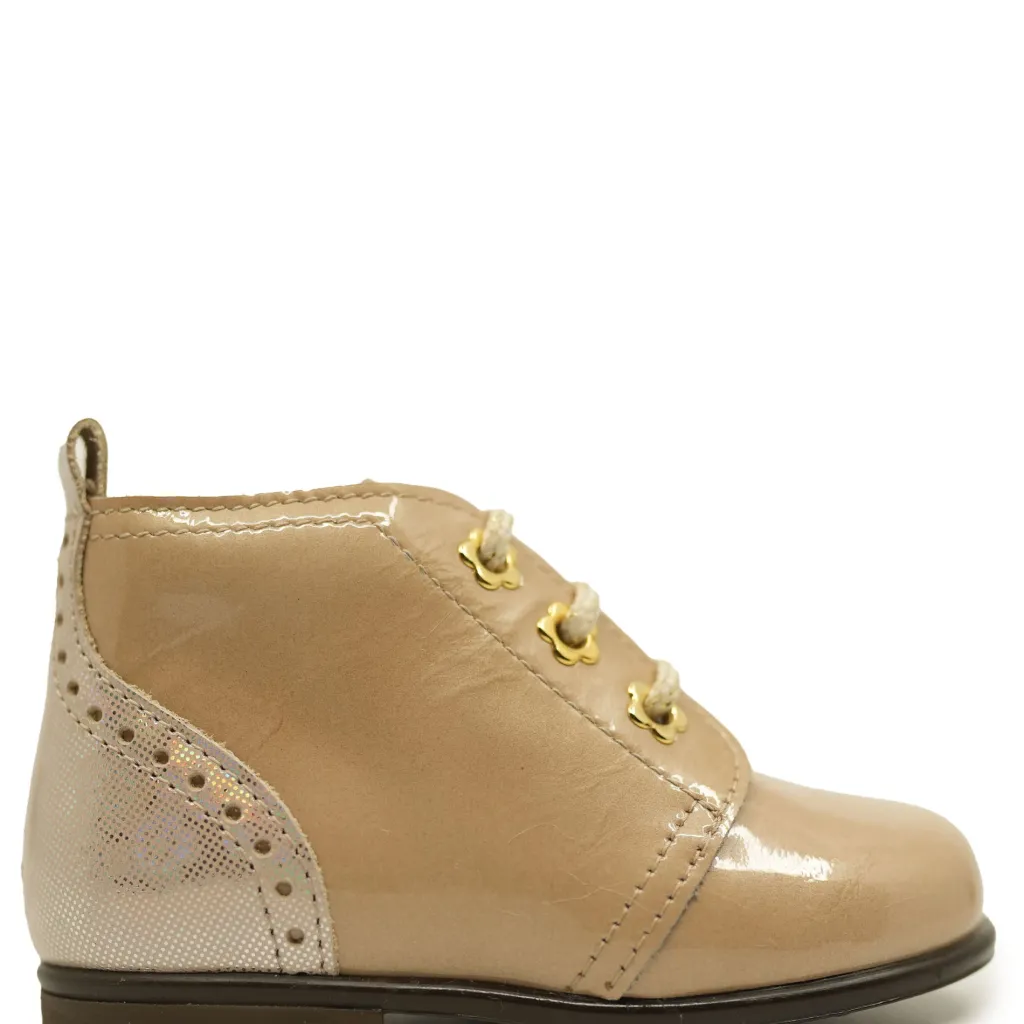 Beberlis Champagne Patent Baby Bootie Fashion
