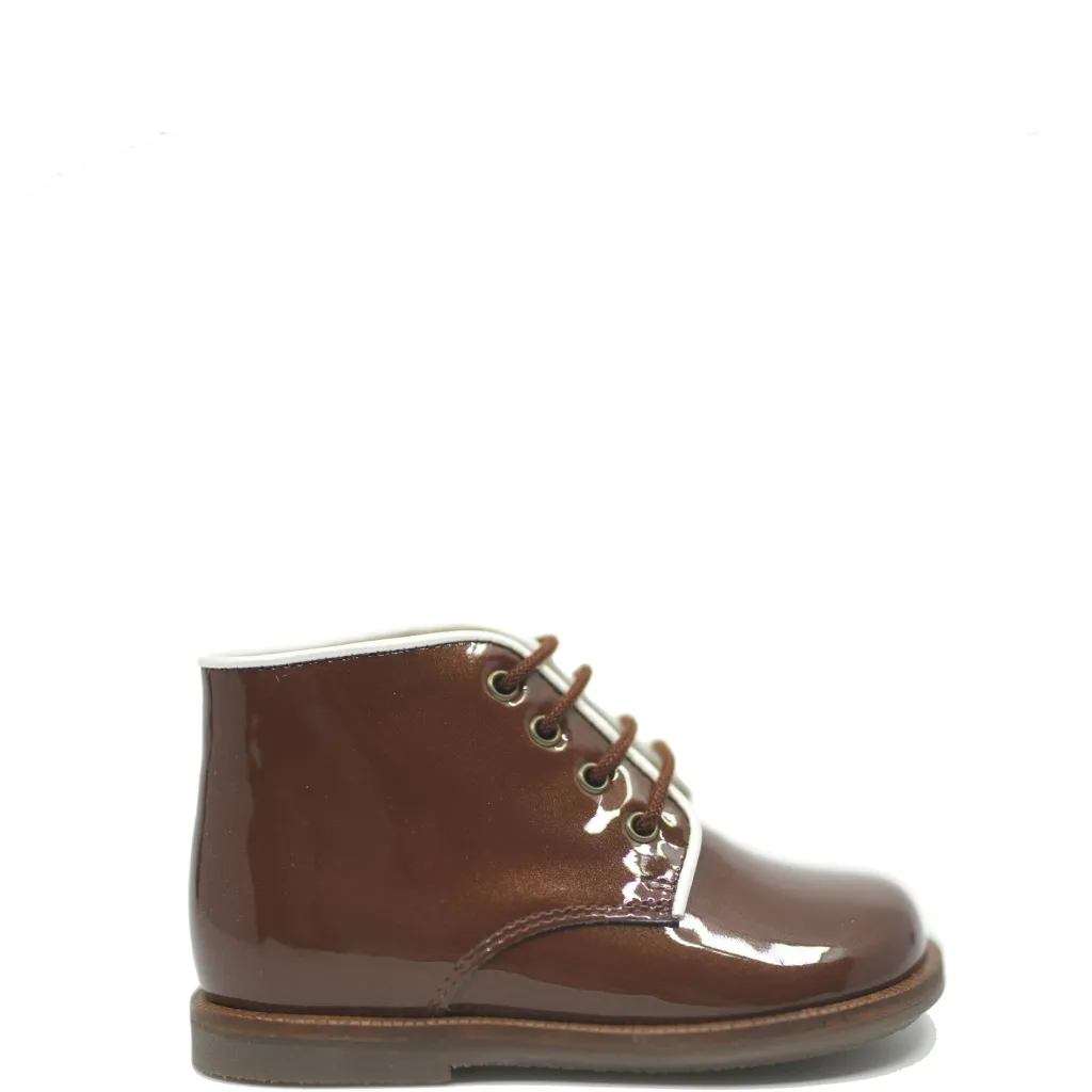 Beberlis Chocolate Patent Baby Bootie Discount