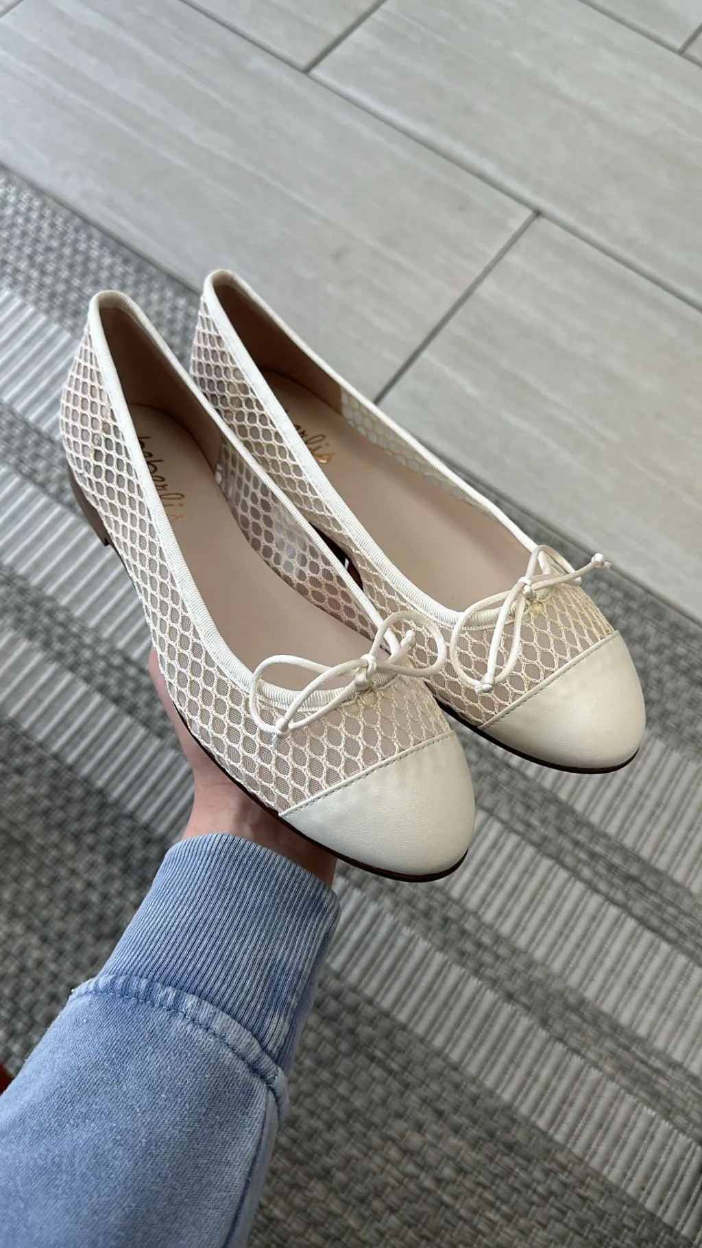 Beberlis Cream Mesh Ballet Flat Sale