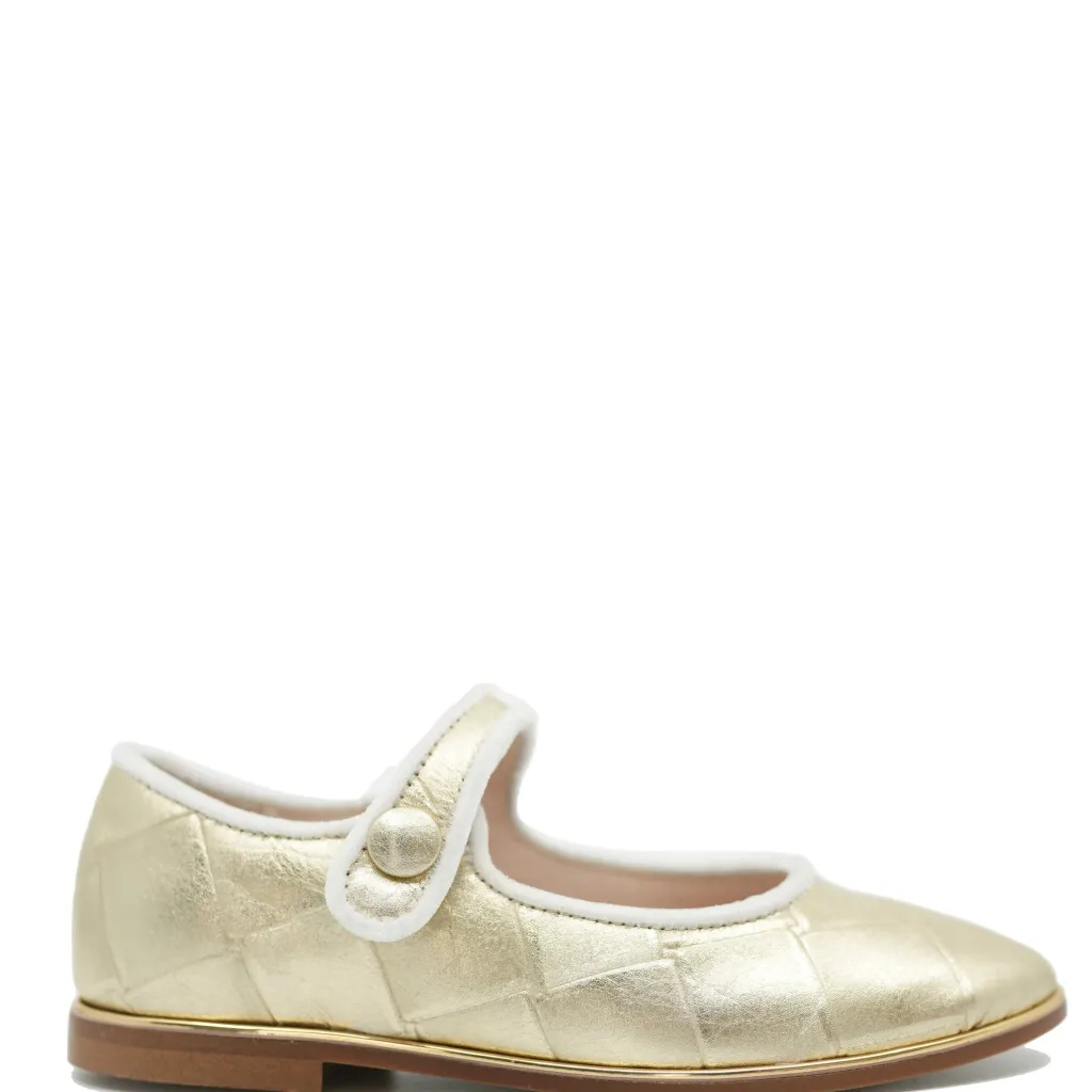 Beberlis Gold Diamond Cut Pointed Mary Jane New