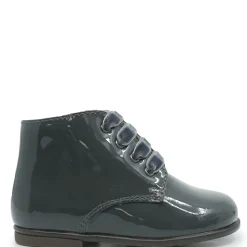 Beberlis Gray Patent Velvet Lace Baby Bootie Online