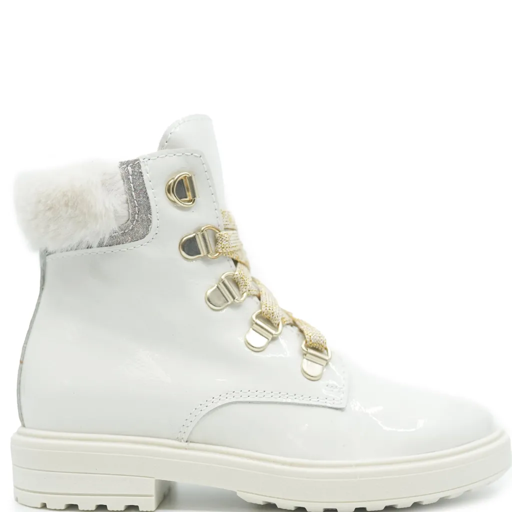 Beberlis Ivory Patent and Fur Bootie Clearance