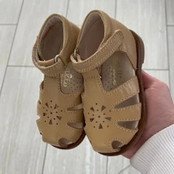 Beberlis Latte Perforated Closed Toe Baby Sandal Fashion