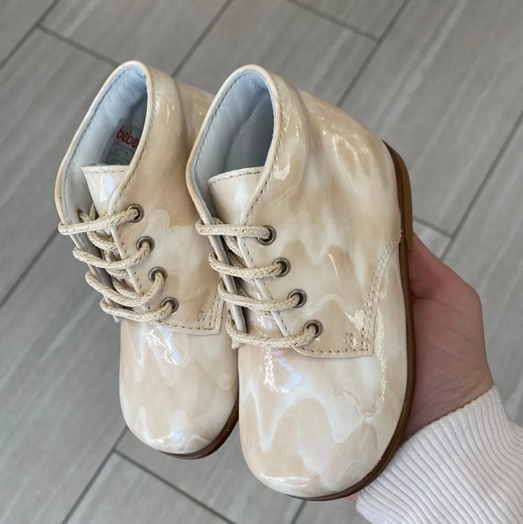 Beberlis Marble Patent Baby Bootie Clearance
