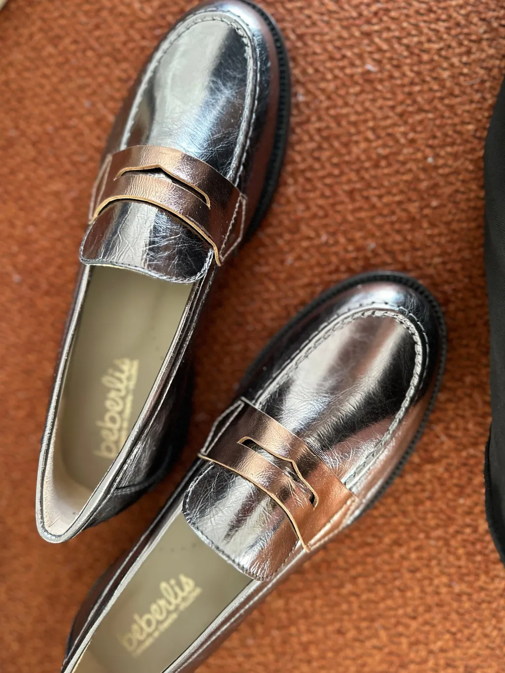 Beberlis Metallic Chunky Penny Loafer Fashion
