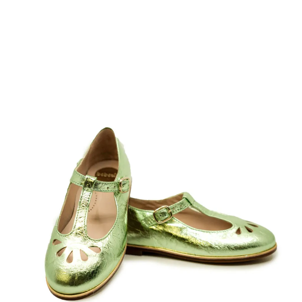 Beberlis Mint Metallic Teardrop Mary Jane Best
