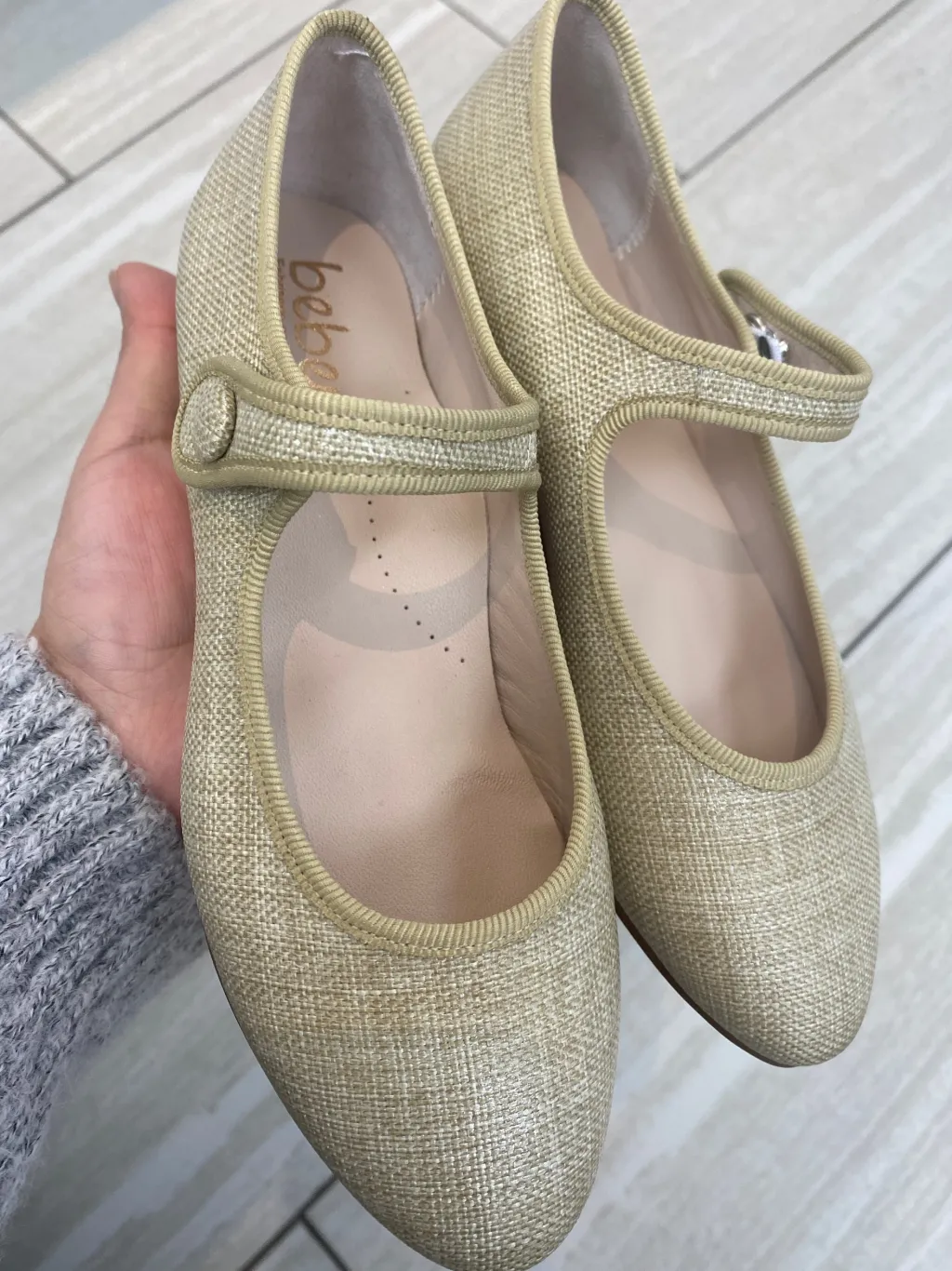 Beberlis Natural Linen Pointed Mary Jane Online