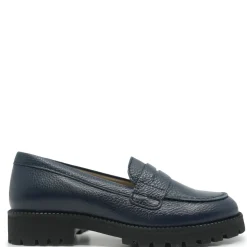 Beberlis Navy Pebbled Penny Chunky Loafer Discount