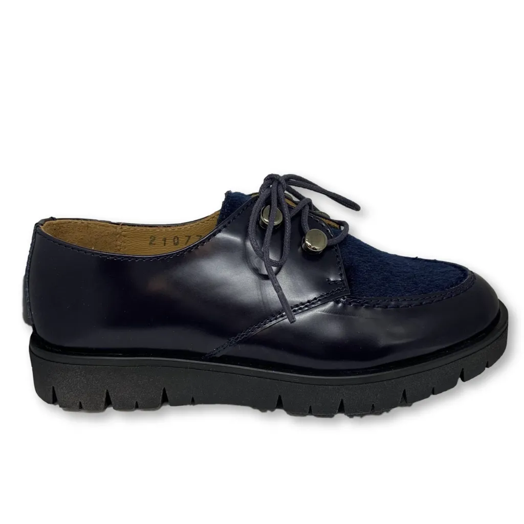 Beberlis Navy Pony Hair Lace-Up Shoe Clearance