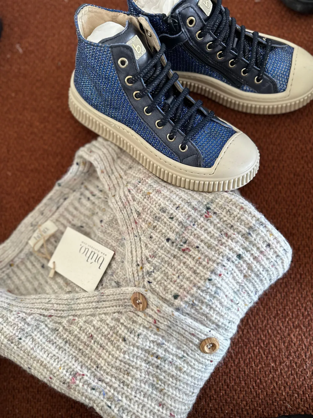 Beberlis Navy Sparkle Hi Top Sneaker New