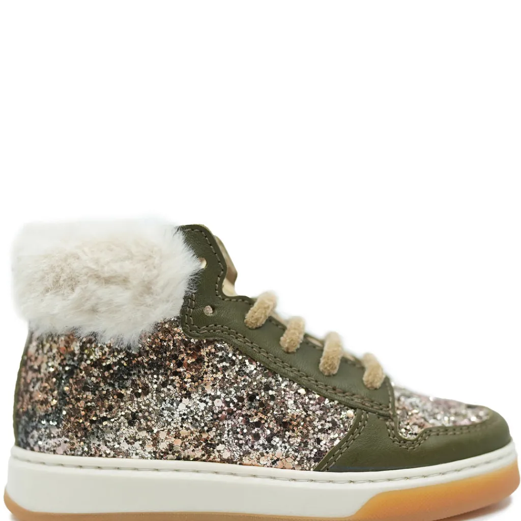 Beberlis Olive Glitter Hightop Sneaker Fashion