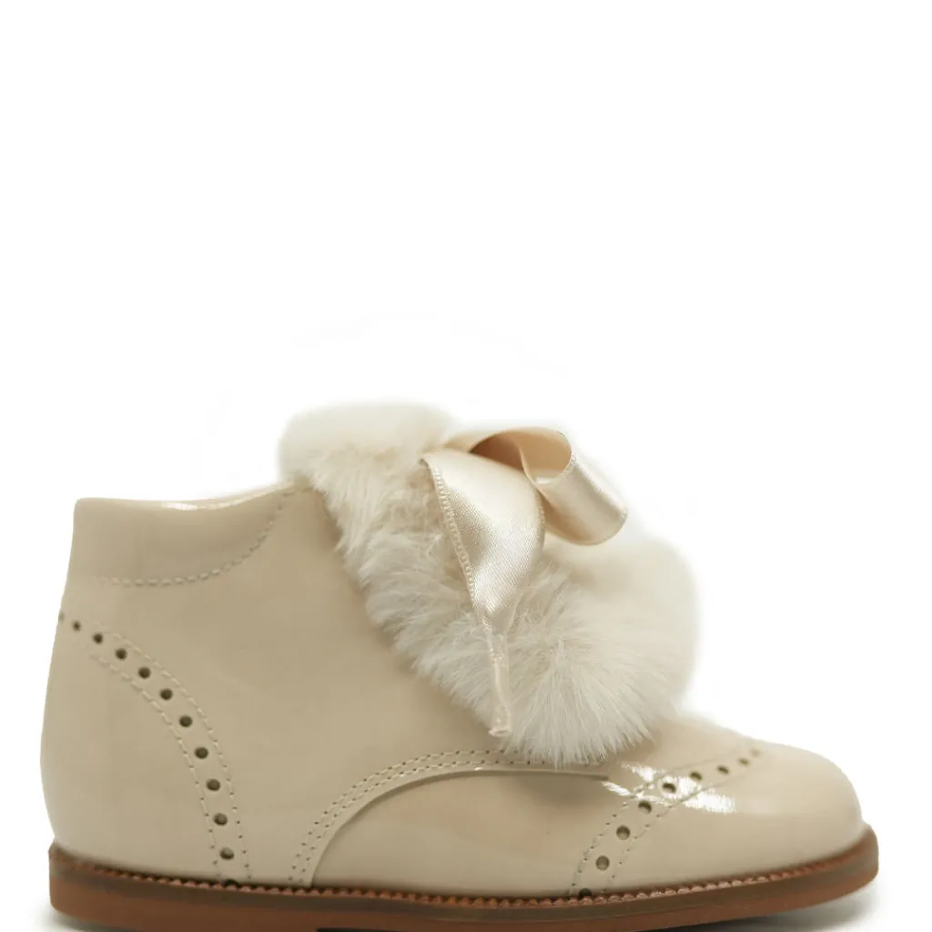 Beberlis Pale Pink Fur Wingtip Baby Bootie Sale