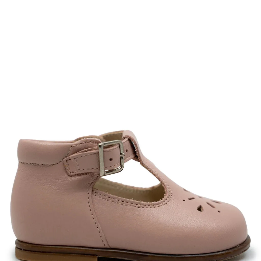 Beberlis Pink Perforated T Strap Baby Shoe Fashion