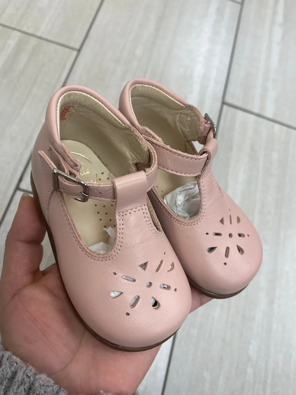 Beberlis Pink Perforated T Strap Baby Shoe Fashion
