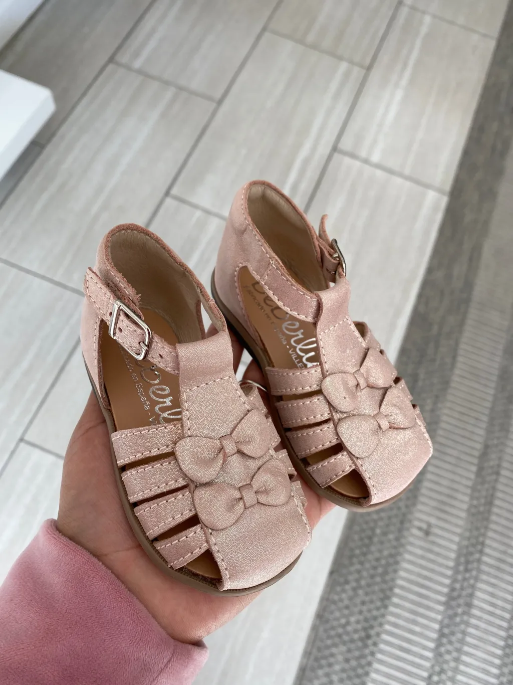 Beberlis Pink Shimmer Bow Gladiator Baby Sandal Outlet