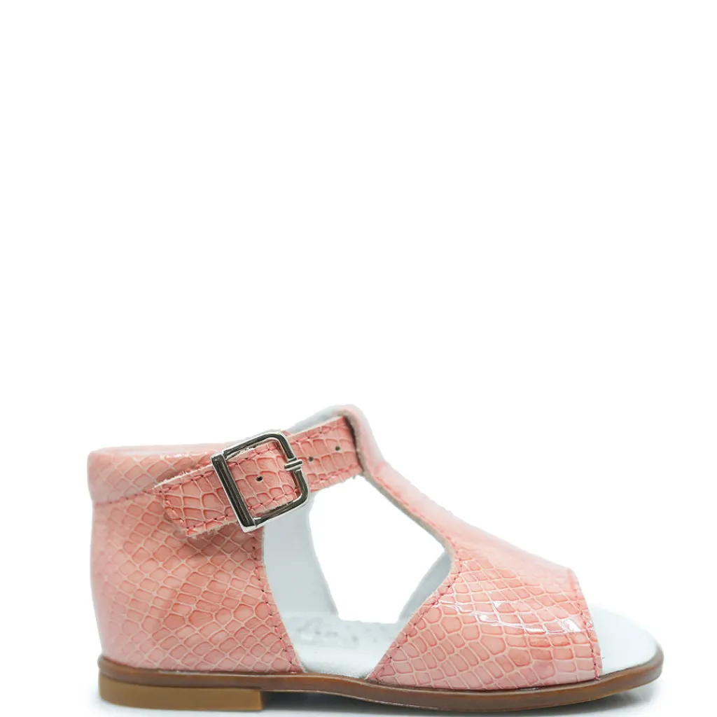 Beberlis Salmon Patent T Strap Baby Sandal Clearance