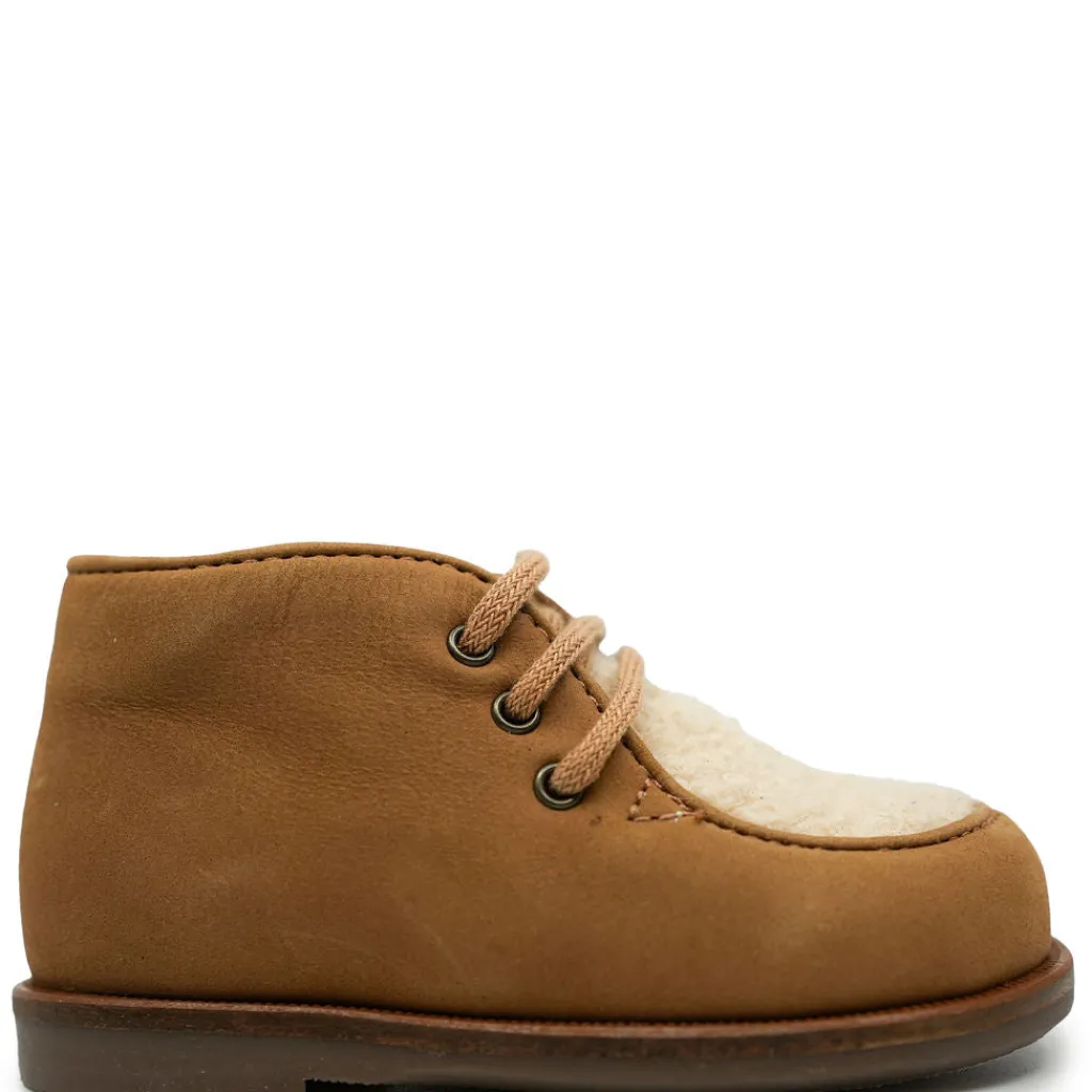 Beberlis Sand and White Shearling Baby Bootie Best