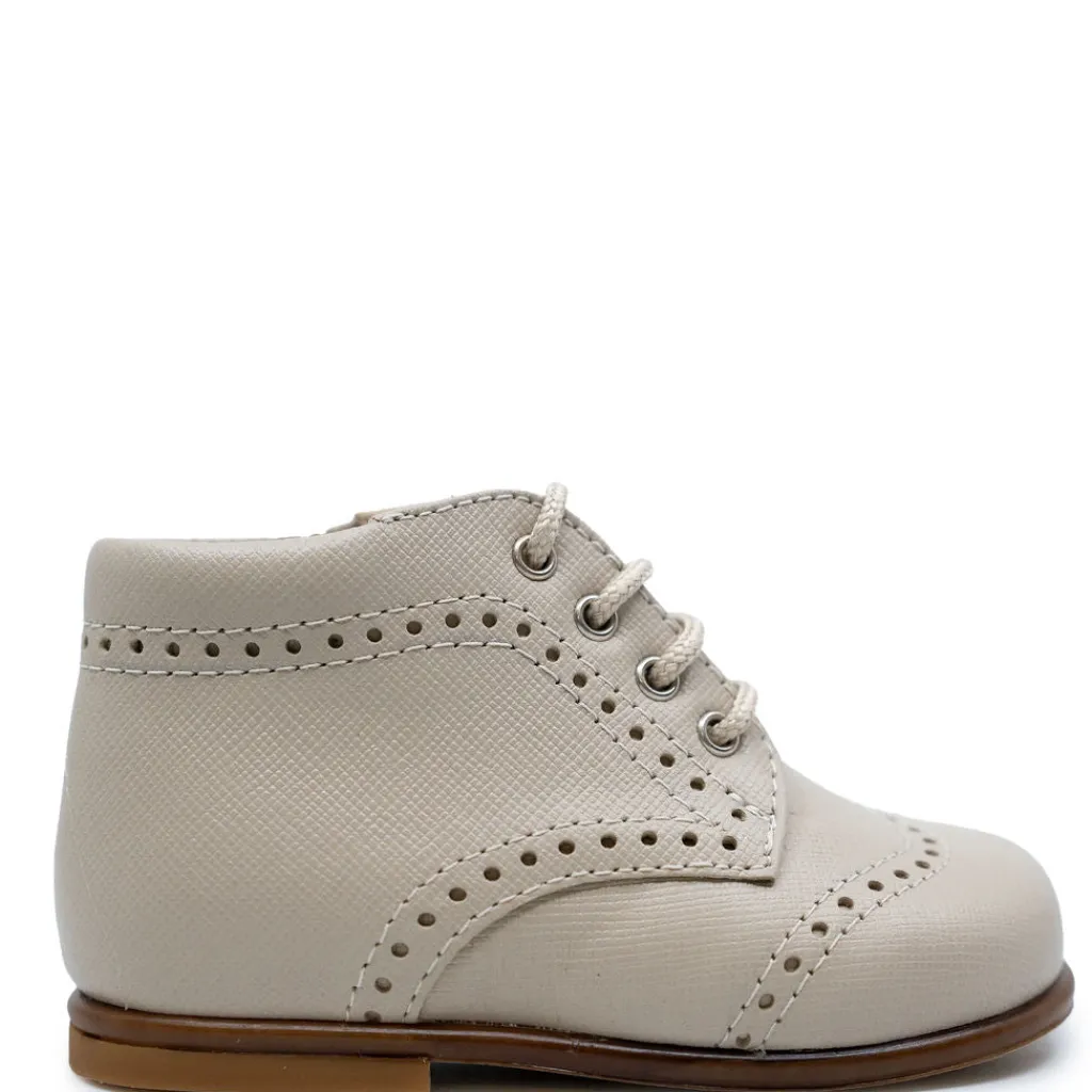 Beberlis Taupe Textured Wingtip Baby Bootie Best