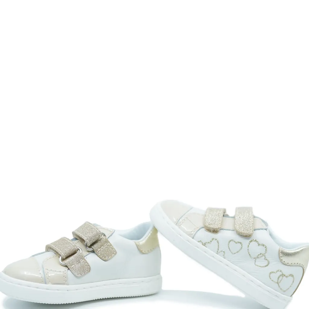 Beberlis White and Gold Heart Baby Sneaker Outlet