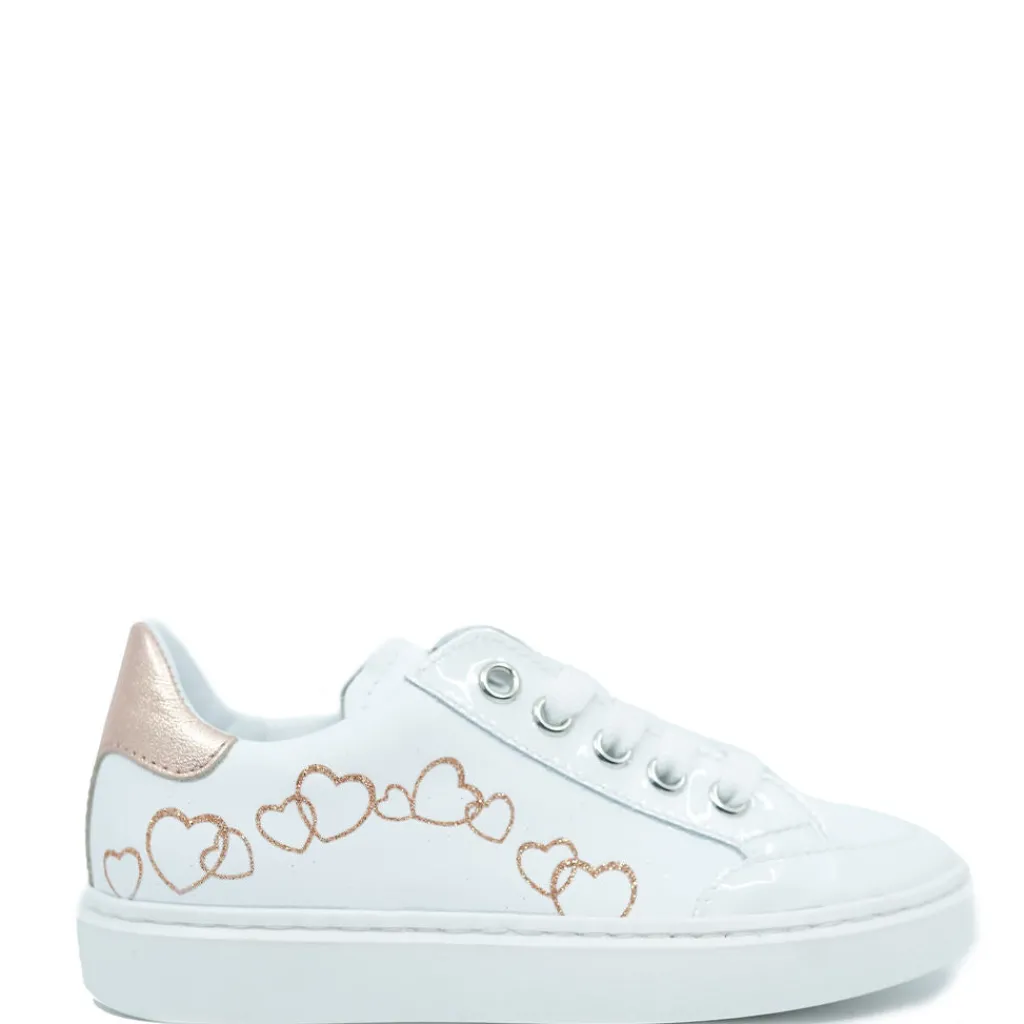 Beberlis White and Gold Heart Lace Sneaker Fashion