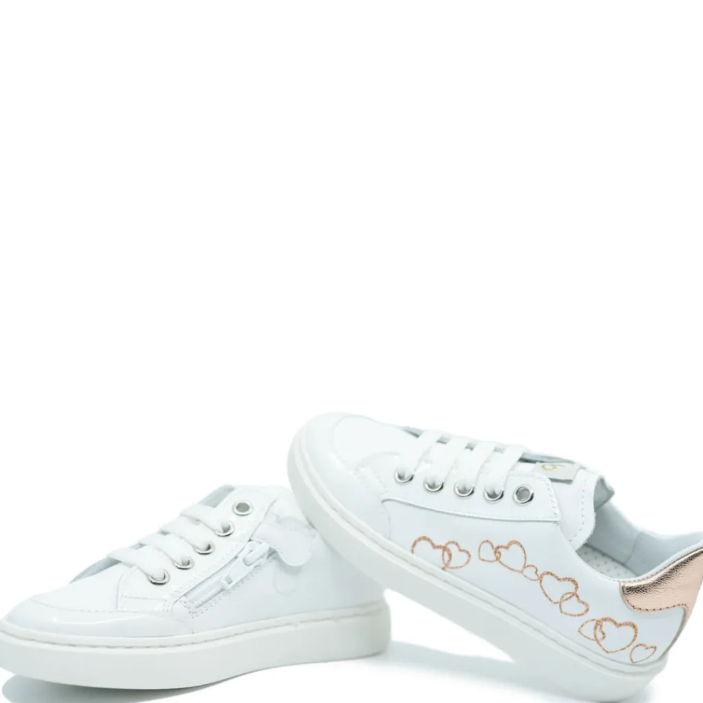 Beberlis White and Gold Heart Lace Sneaker Fashion
