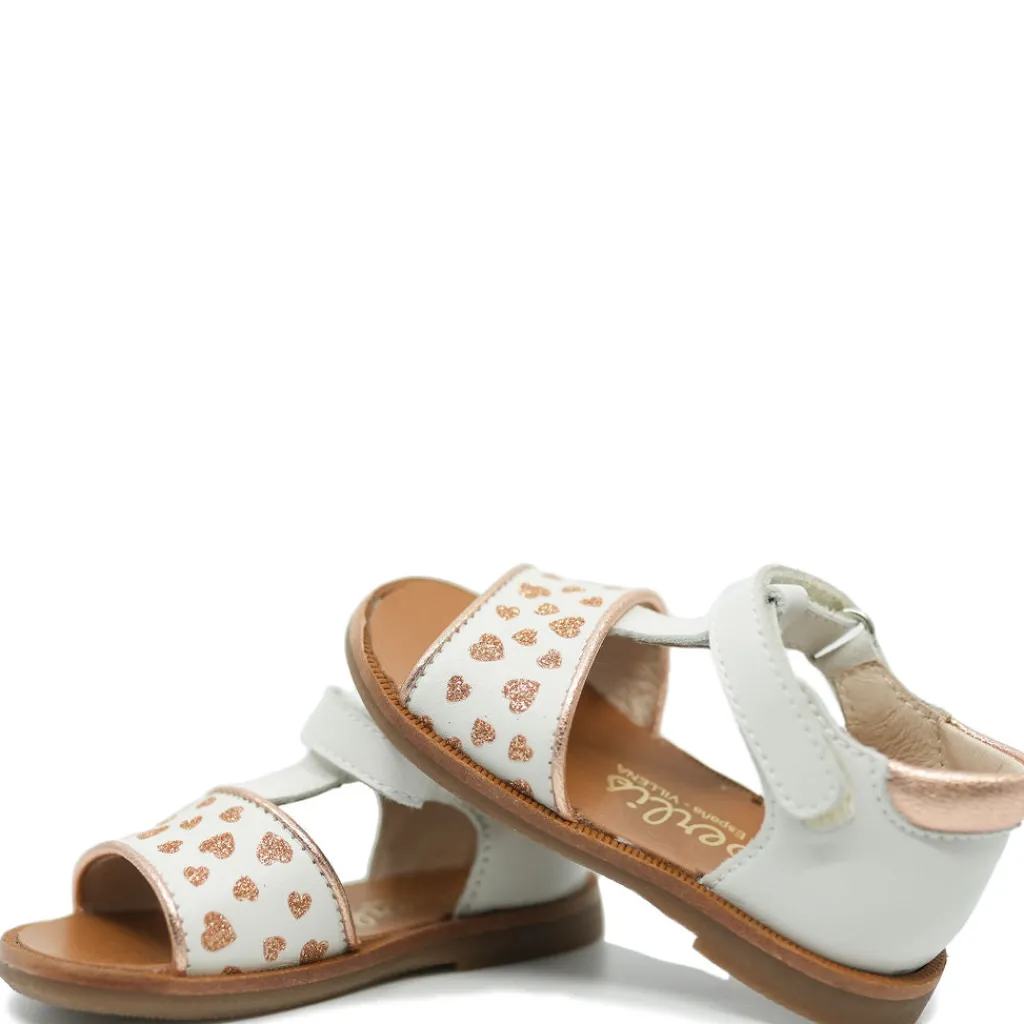 Beberlis White and Gold Heart Baby Sandal New