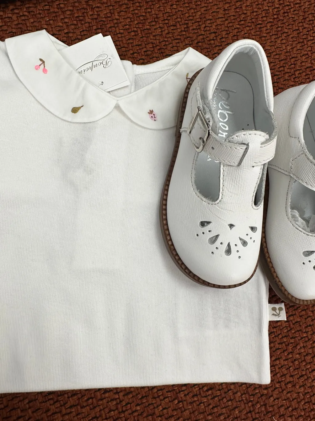 Beberlis White Perforated T Strap Baby Shoe Clearance