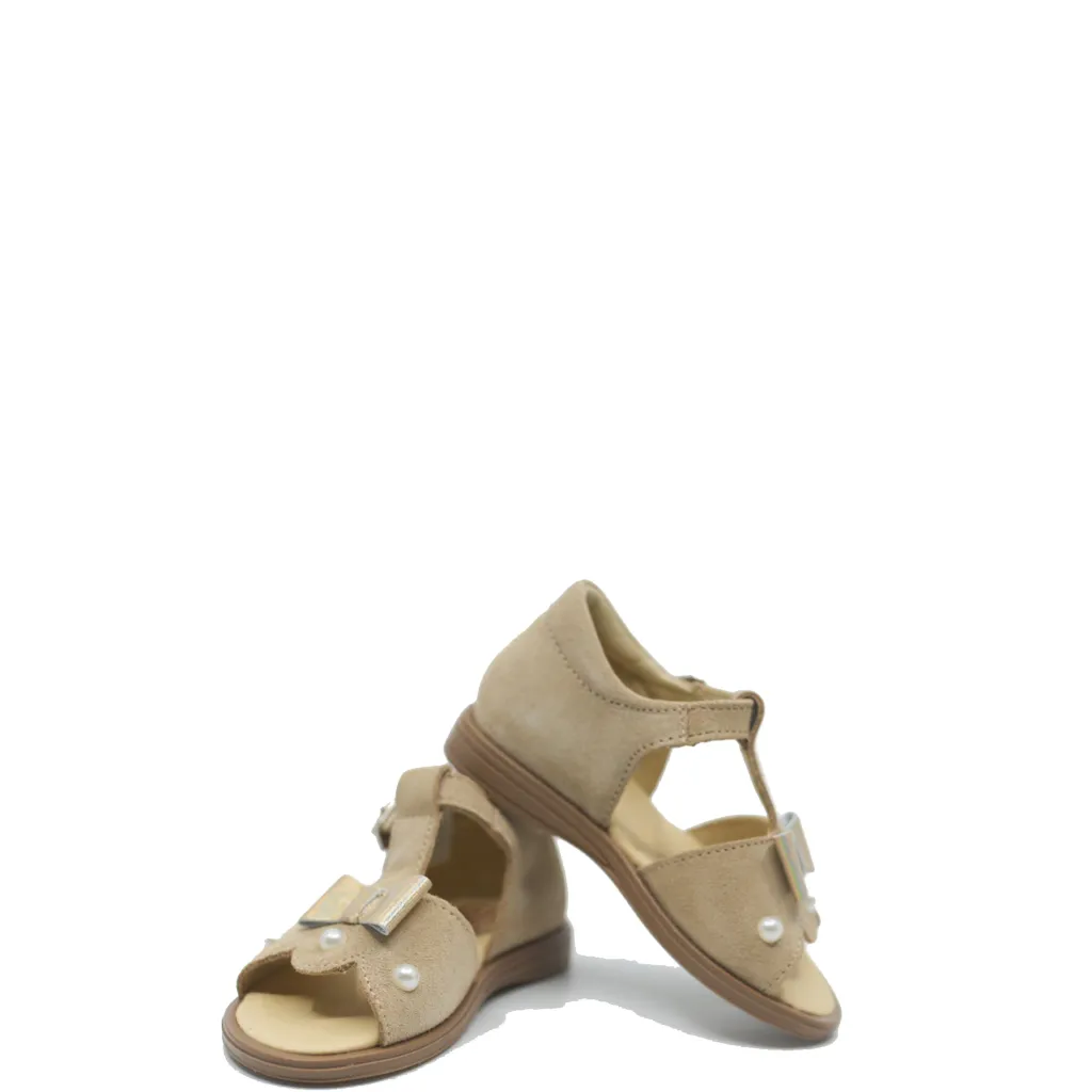 BluBlonc Beige Bow Baby Sandal Discount