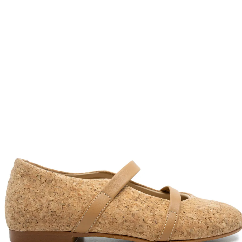 BluBlonc Beige Cork Double Strap Mary Jane Outlet
