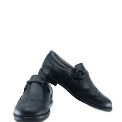 BluBlonc Black Pebbled Wingtip Chain Dress Shoe New