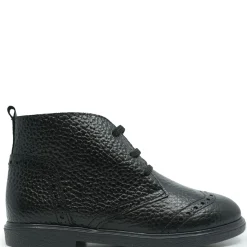 BluBlonc Black Pebbled Wingtip Dress Boot Best