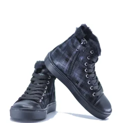 BluBlonc Black Plaid Sneaker Bootie Best