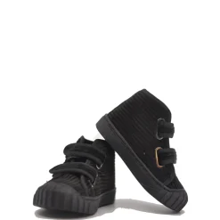 BluBlonc Black Ribbed Velvet Velcro Baby Sneaker Best