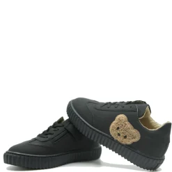 BluBlonc Black Rubber Bear Face Zipper Sneaker Discount