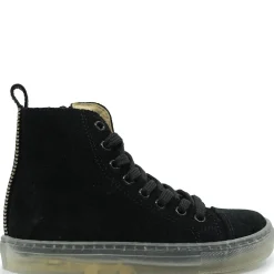 BluBlonc Black Suede Clear Sole Zipper Hi Top Sneaker Online