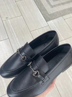 BluBlonc Black Textured Buckle Dress Shoe Hot